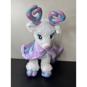 Build a Bear Glitzen White Reindeer matching cap SOUND Purple Blue Glitsen BABW